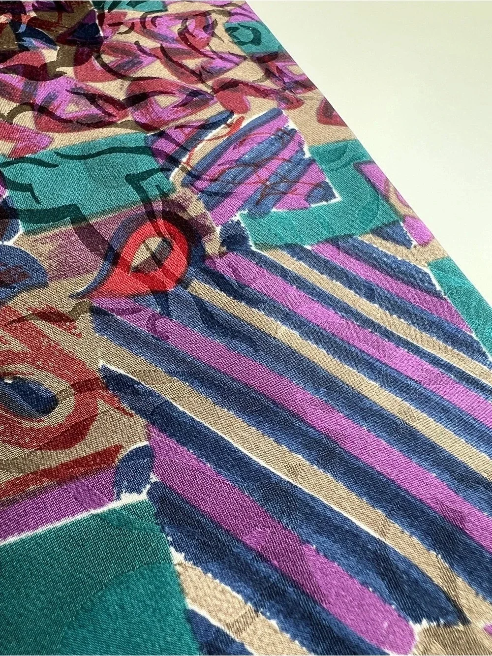 Vintage 1990s Stefano Rossini 100% Silk Wide Tie 4” Abstract Geometric Retro